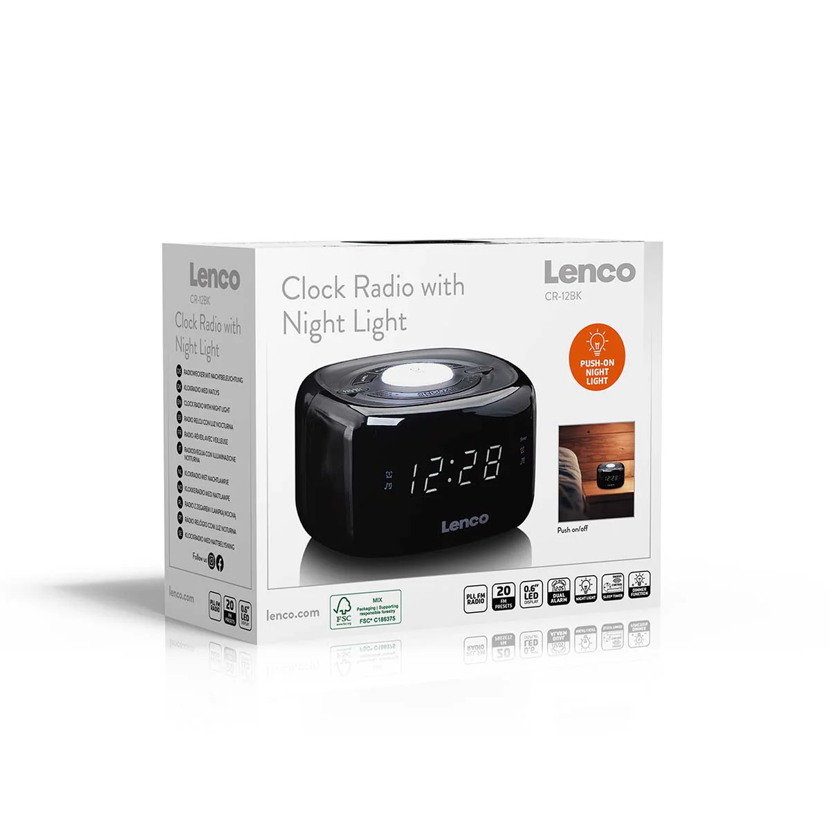 LENCO CR-12BK - FM Wekkerradio met nachtlamp - Zwart - Image 11