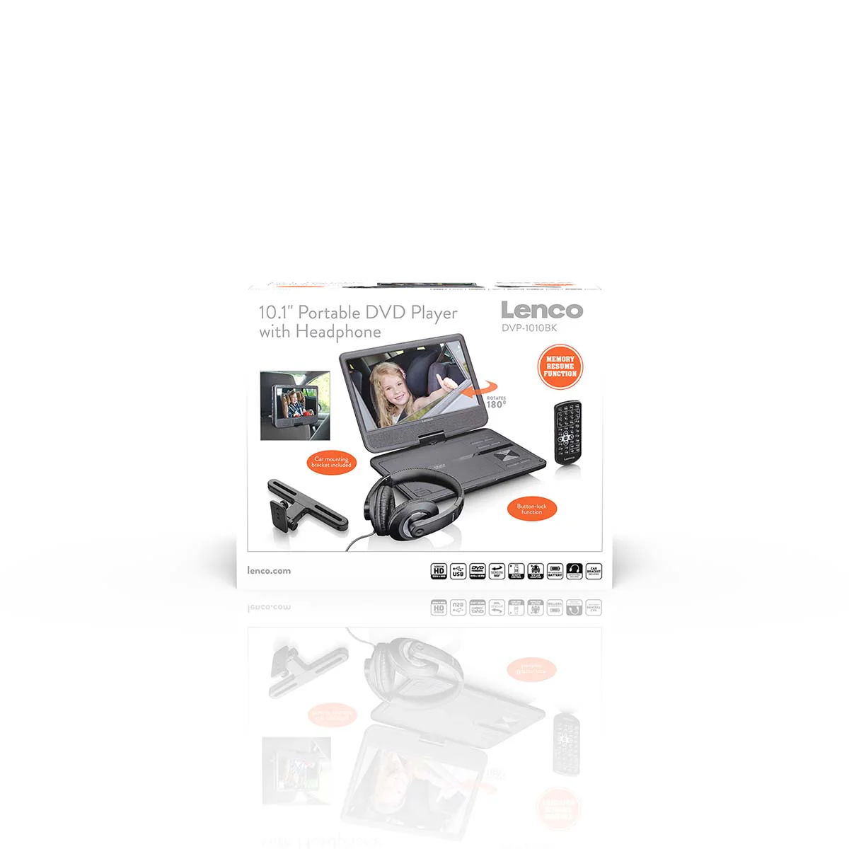 LENCO DVP-1010BK - Portable 10" DVD-speler met USB-hoofdtelefoon-ophangbeugel - Image 16
