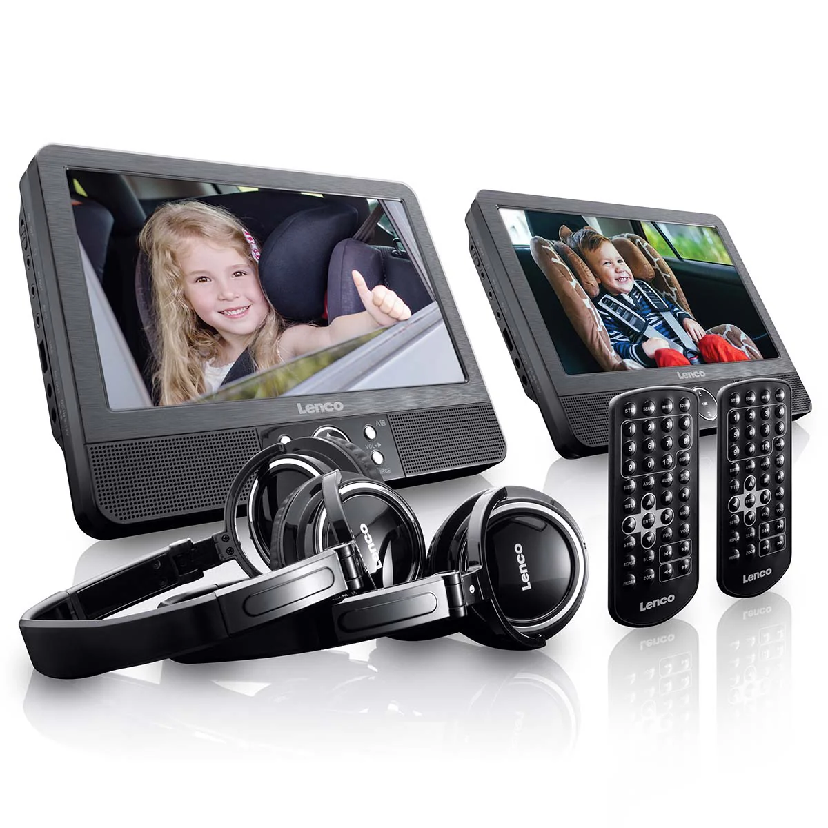 LENCO DVP-939 - 2x9" Portable DVD speler met USB,SD, ingebouwde batterij- Zwart - Image 3