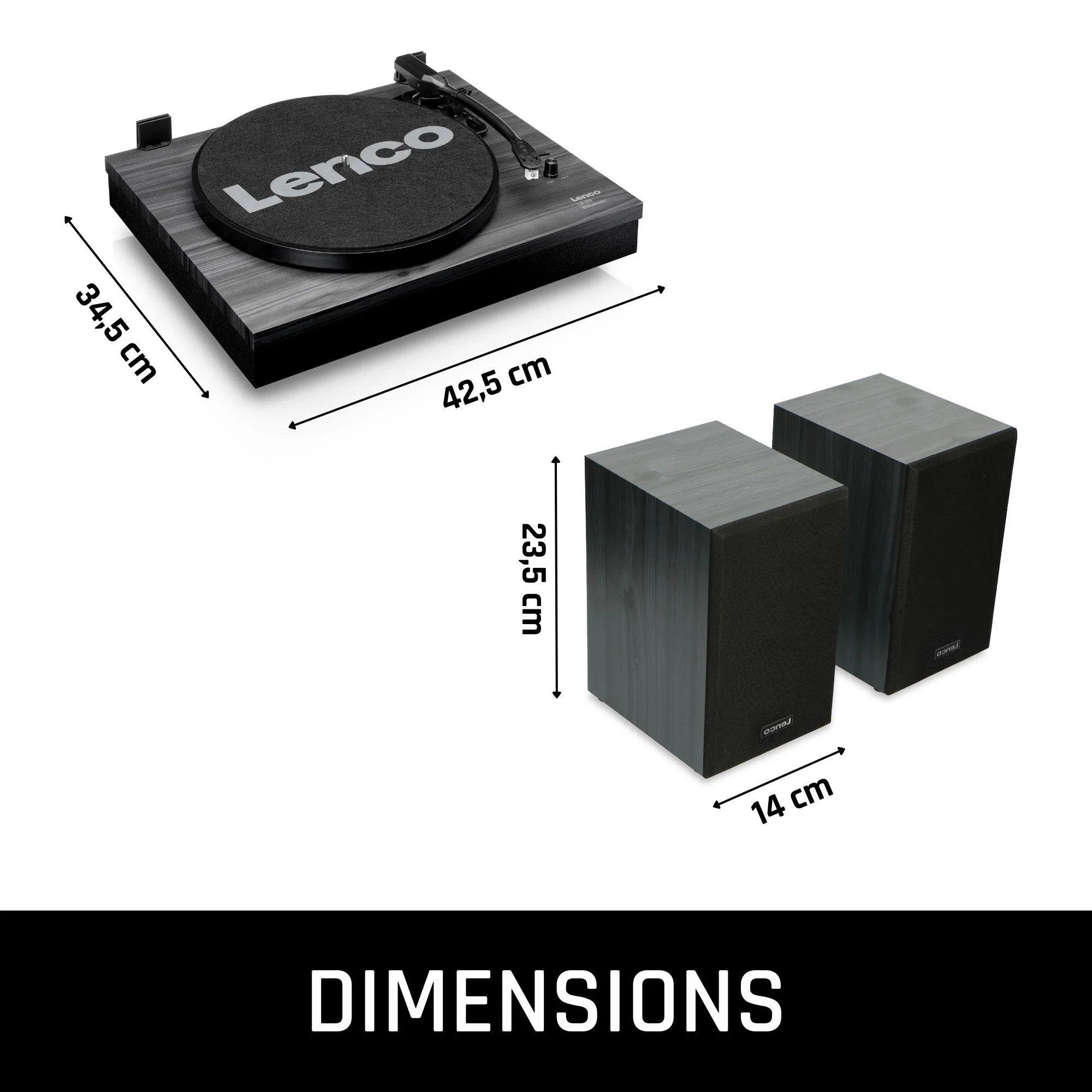 LENCO LS-300BK - Platenspeler met Bluetooth® en twee externe speakers - Image 15