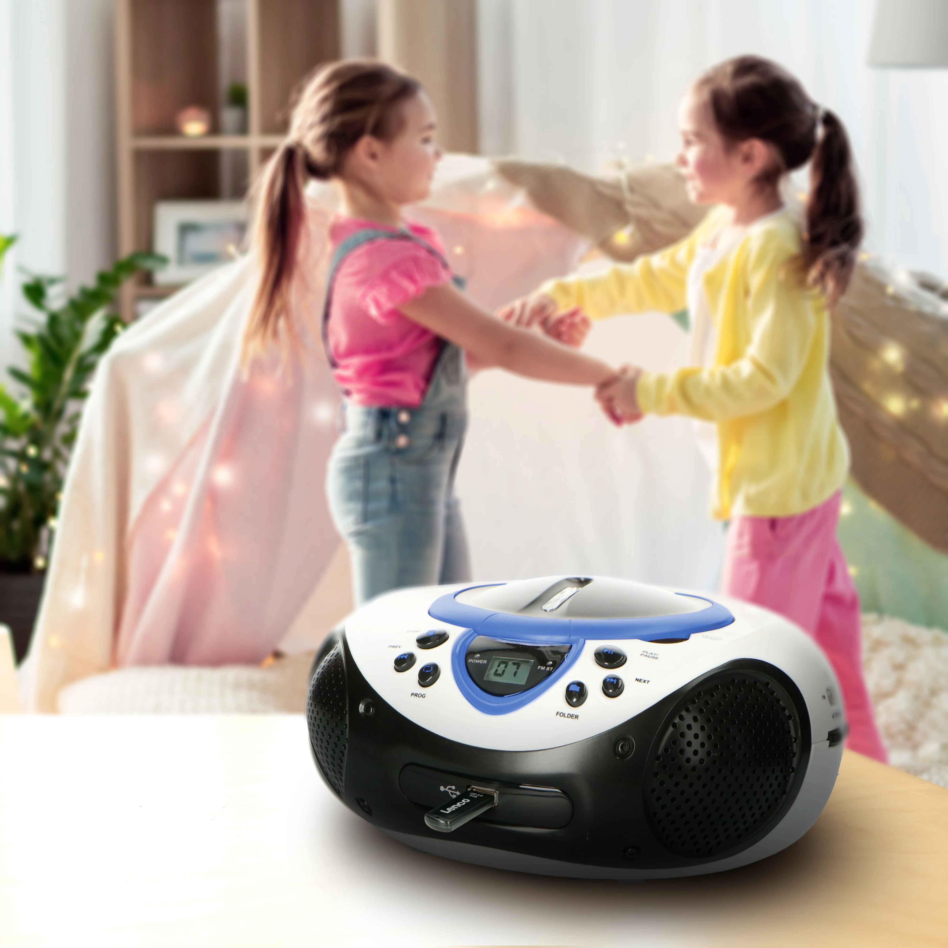 LENCO SCD-38 USB Blue - Draagbare FM Radio CD en USB speler - Blauw - Image 13